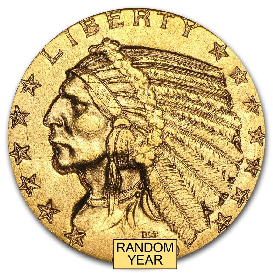Lot 70: $5 Indian Gold Half Eagle AU (Random Year)