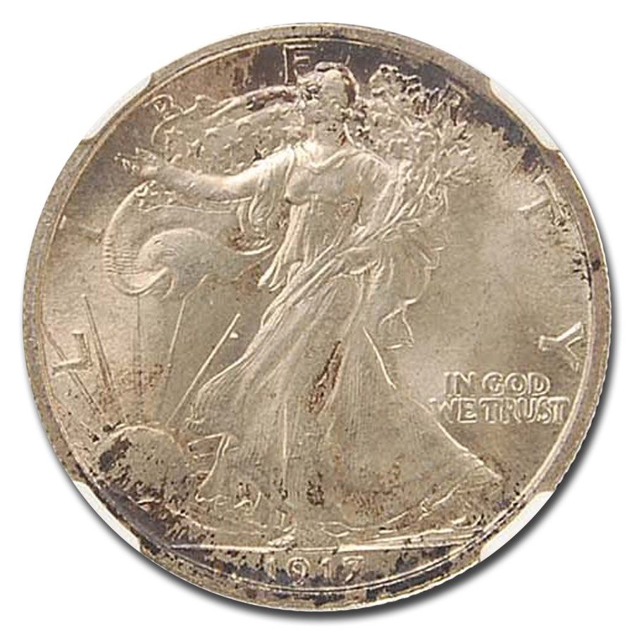 Lot 77: 1917 Walking Liberty Half Dollar MS-65 NGC (Toned)