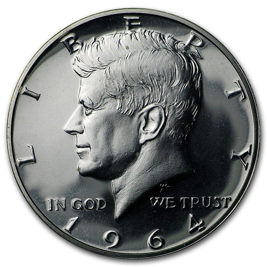 Lot 105: 90% Silver 1964 Kennedy Half Dollar 20-Coin Roll Proof