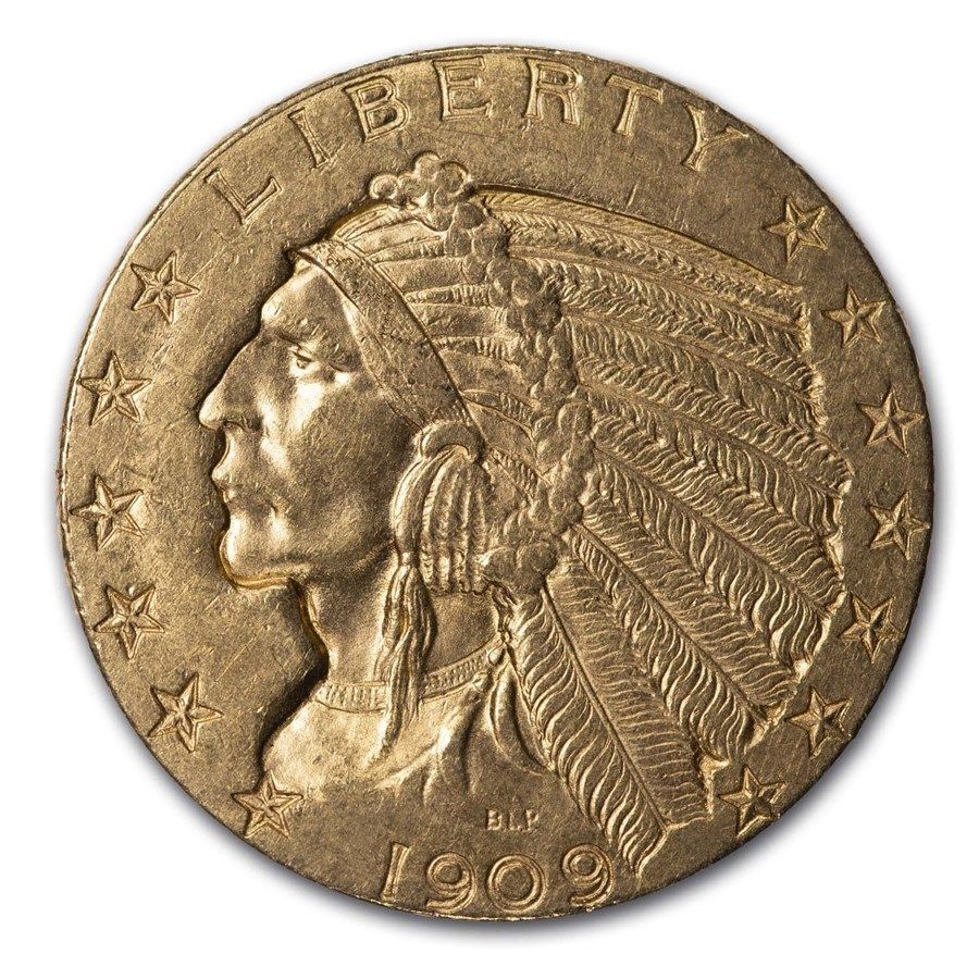 Lot 204: 1909-D $5 Indian Gold Half Eagle AU