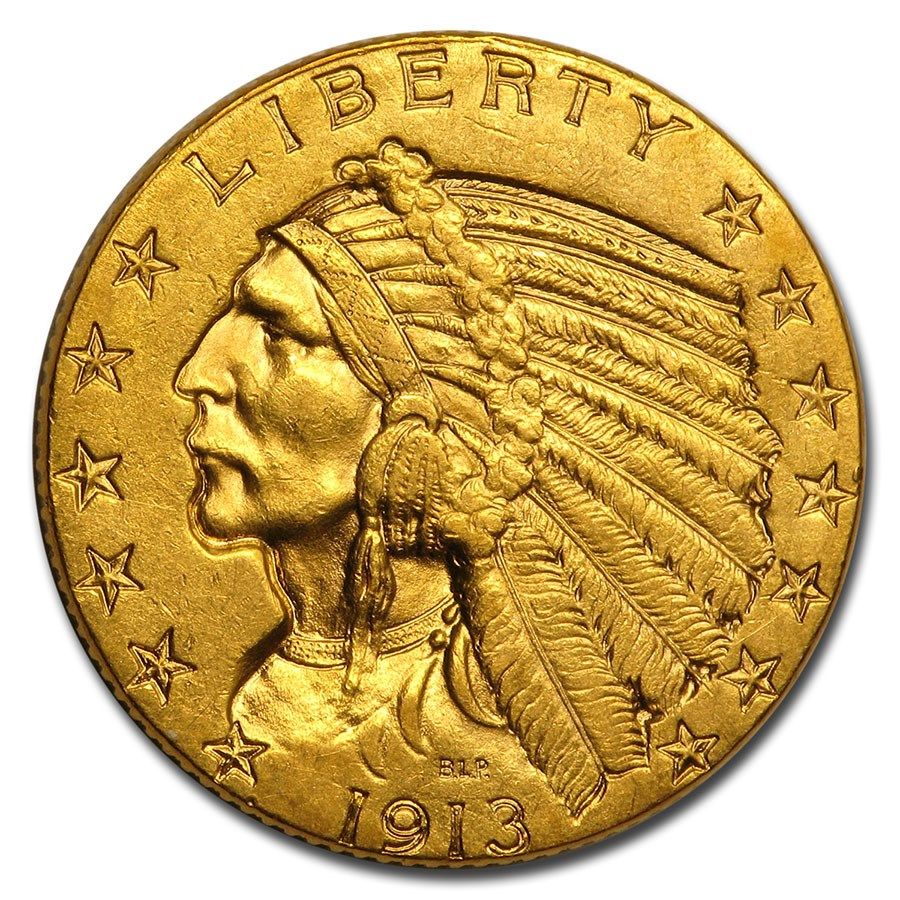 Lot 205: 1913 $5 Indian Gold Half Eagle AU