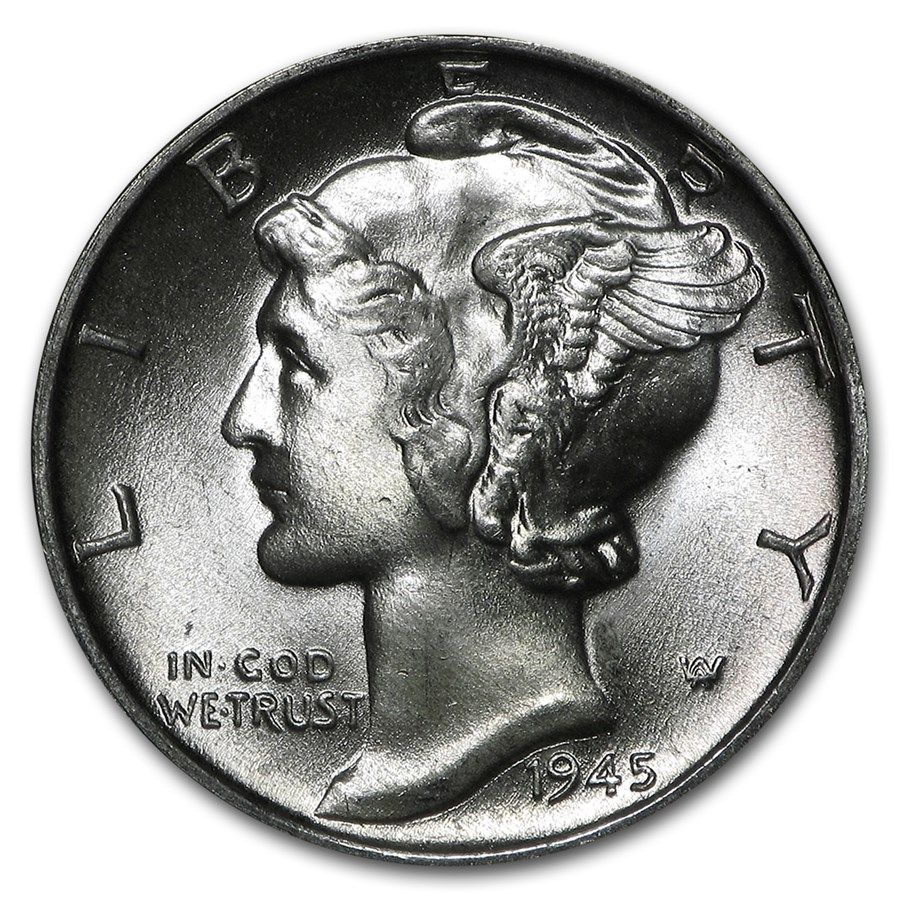 Lot 234: 1945 Mercury Dime 50-Coin Roll BU
