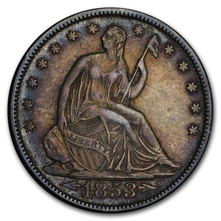 Lot 11: Seated Liberty Half Dollar Extra Fine 1853 Arrows & Rays