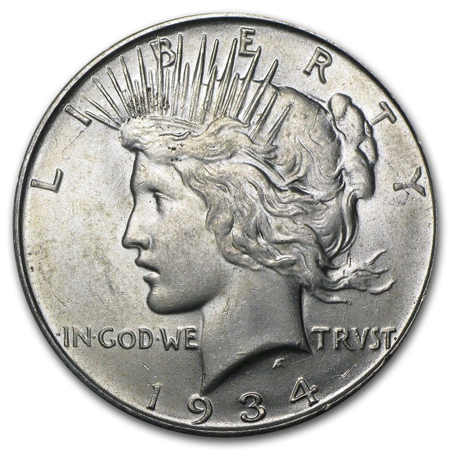 Lot 80: 1934-D Raw- Peace Silver Dollar BU