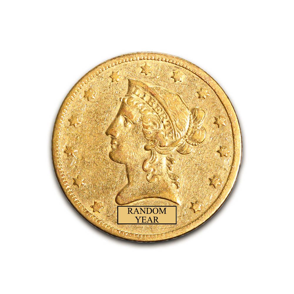 Lot 97: Early Gold Bullion $5 Liberty Jewelry Grade (Random Year)