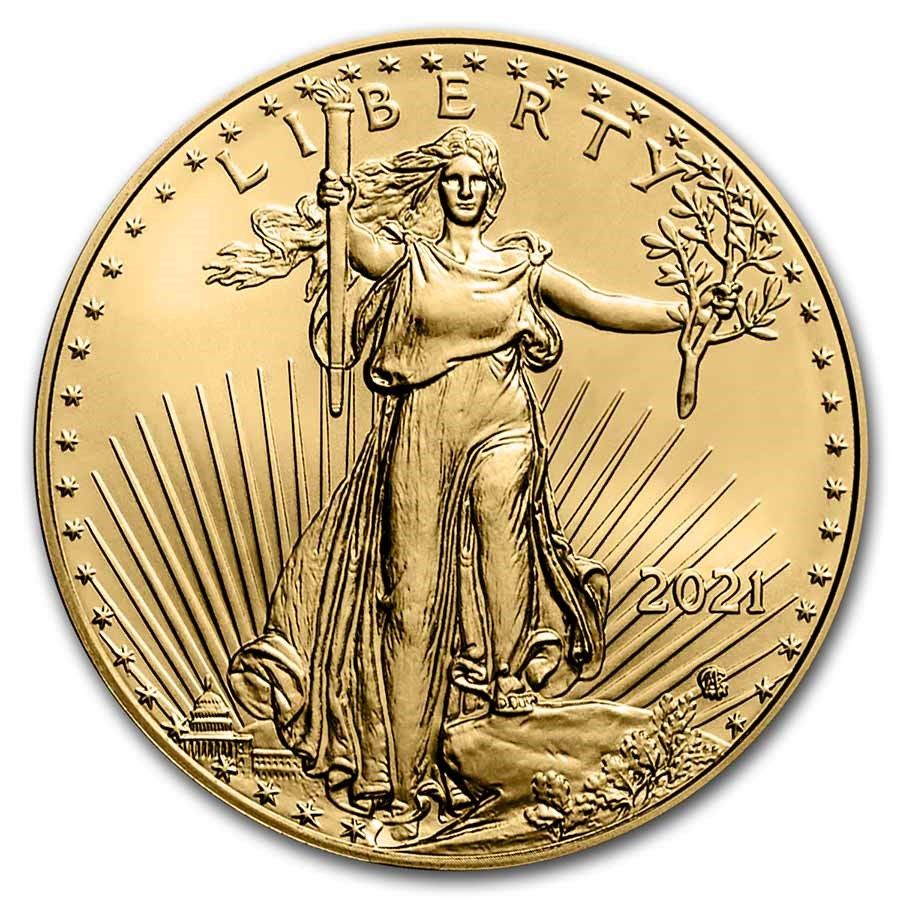 Lot 217: 2021 American Gold Eagle 1/10 oz Uncirculated Type 2