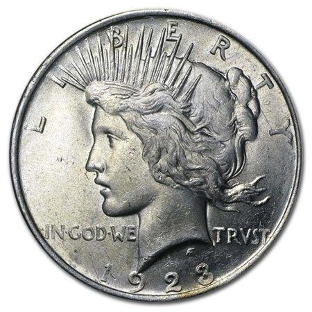 Lot 43: 1923- Peace Silver Dollar Cracked From Roll BU