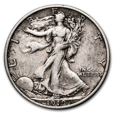 Lot 61: Walking Liberty Half Dollar 1919-D Extra Fine