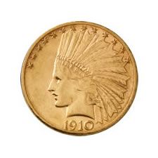 Lot 78: Early Gold Bullion $10 Indian Extra Fine
