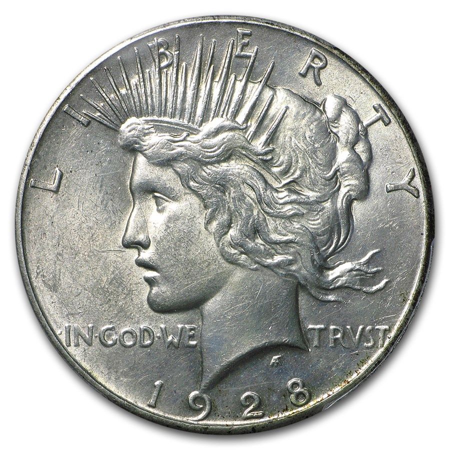 Lot 209: Peace Silver Dollar Almost Uncirculated 1928