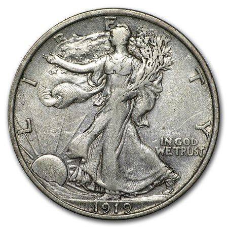 Lot 1: Walking Liberty Half Dollar 1919-D Extra Fine
