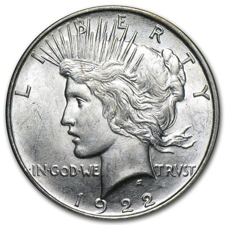 Lot 81: 1922- Peace Silver Dollar BU