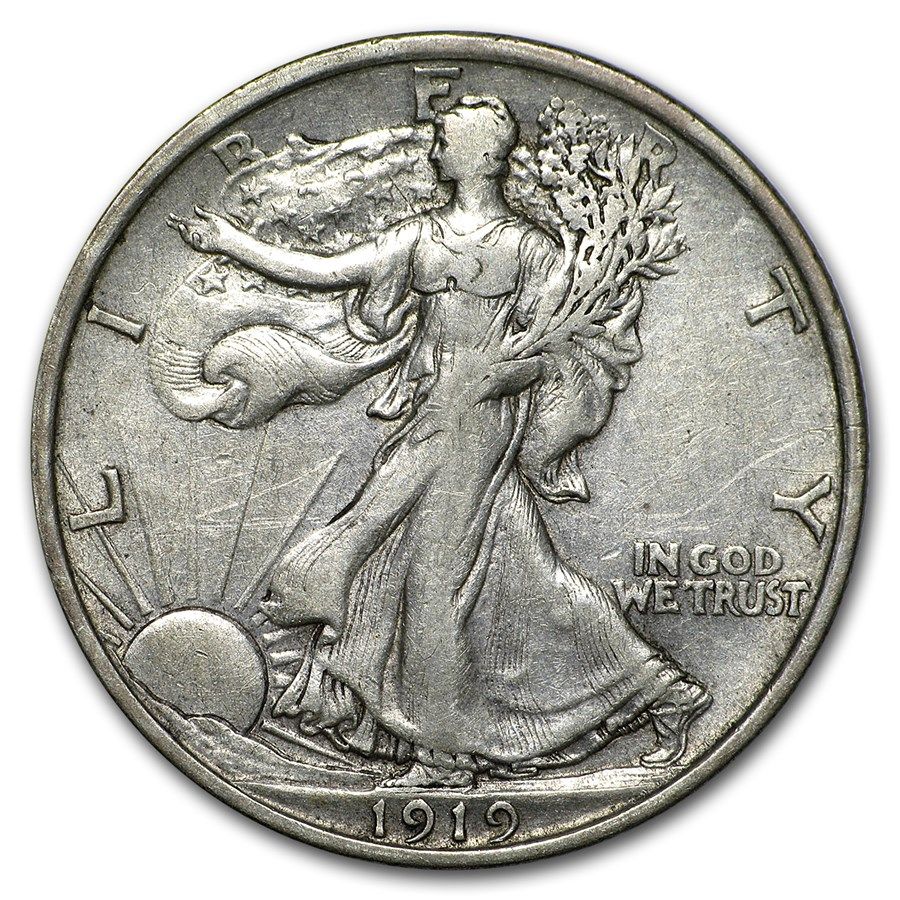 Lot 58: Walking Liberty Half Dollar 1919-D Extra Fine