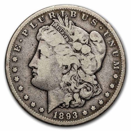 Lot 92: Morgan Silver Dollar G-VG 1893-CC