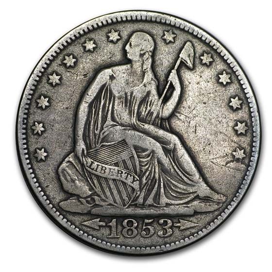 Lot 55: Seated Liberty Half Dollar Extra Fine 1853 Arrows & Rays