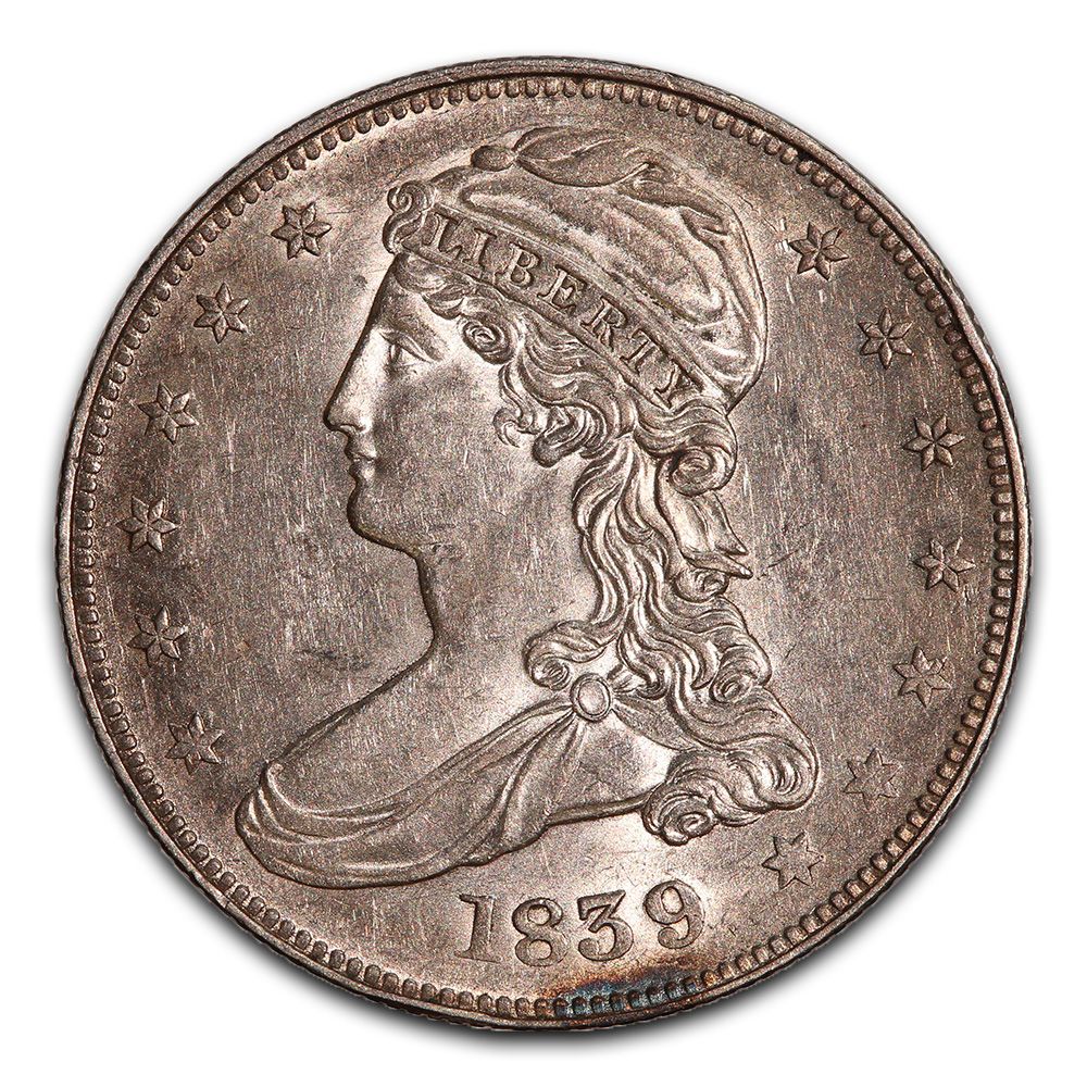 Lot 59: Bust Half Dollar Almost Uncirculated 1839 large letters