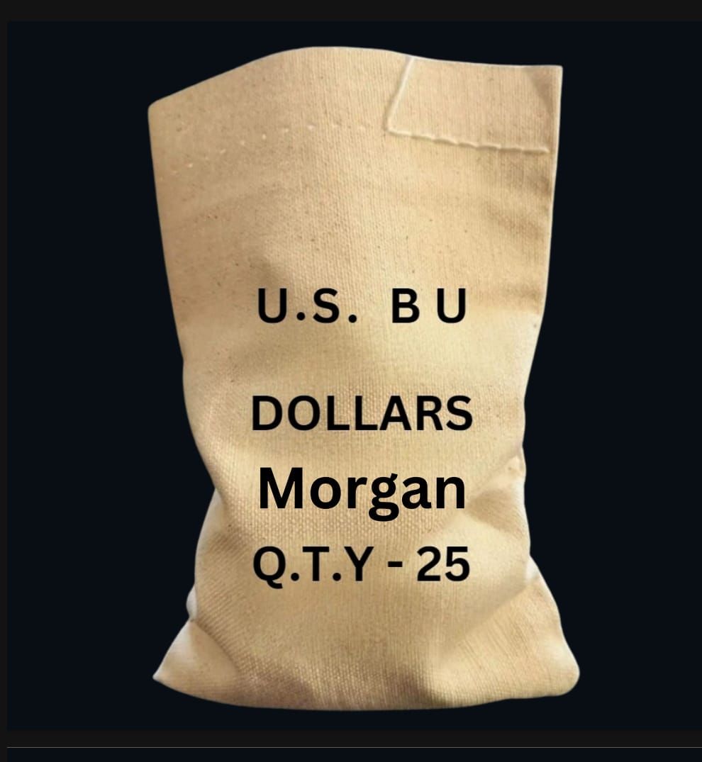 Lot 61: BU $25 Morgan Mixed Silver dollar sealed bag.