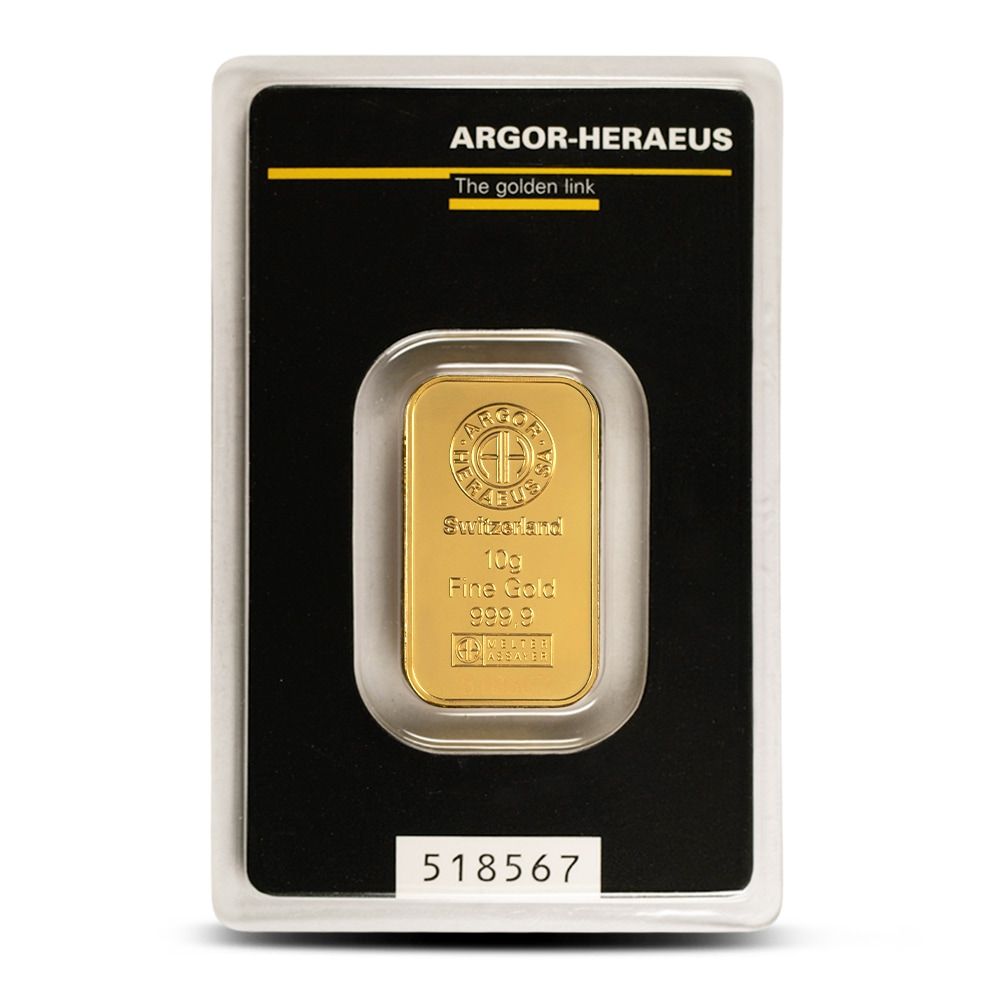 Lot 179: 10 Gram Argor Heraeus Gold Bar (New w/ Assay)