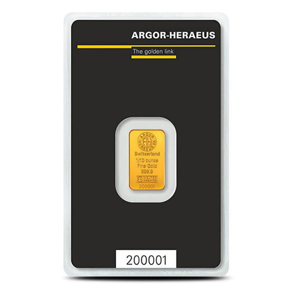 Lot 83: 1/10 oz Argor Heraeus Gold Bar (New w/ Assay)