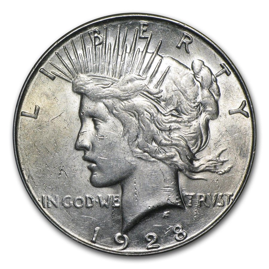 Lot 173: Peace Silver Dollar Almost Uncirculated 1928