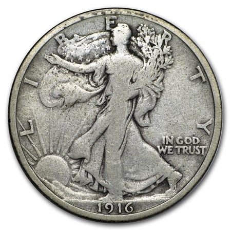 Lot 64: Walking Liberty Half Dollar 1916 G-VG