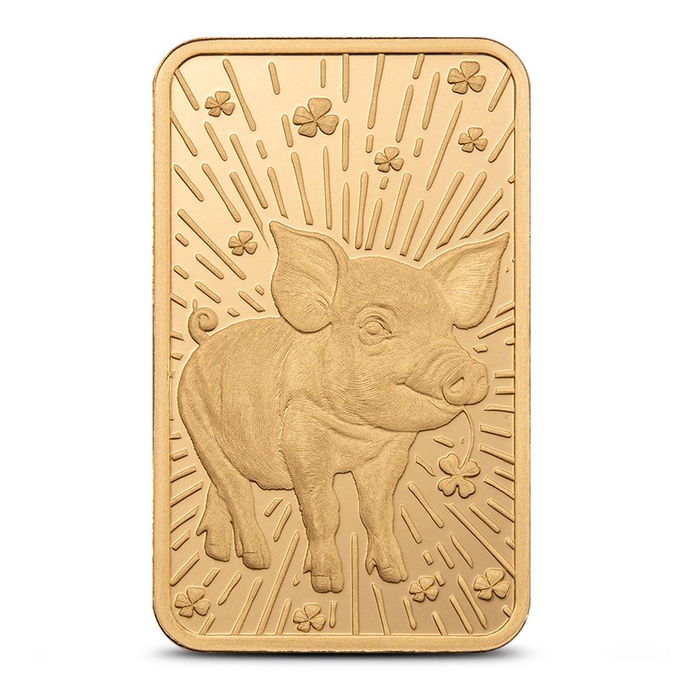 Lot 46: 5 Gram PAMP Suisse Lucky Pig Gold Bar (New w/Assay)