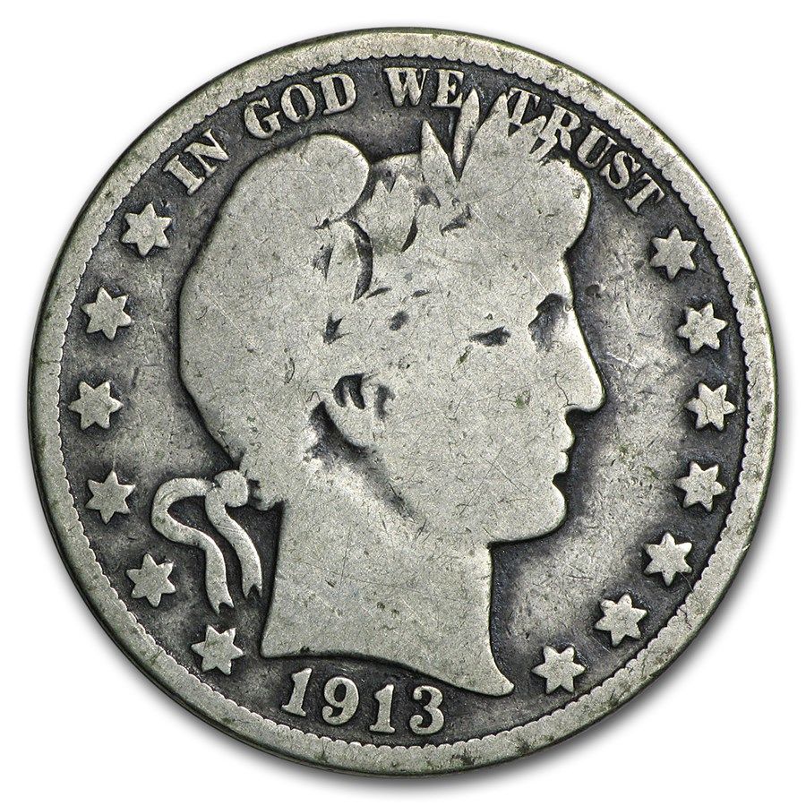 Lot 60: Barber Half Dollar Good Condition 1913-S