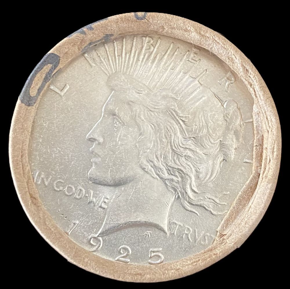 Lot 85: $20 - Peace Silver Dollar Roll 1925 & 1928 Ends