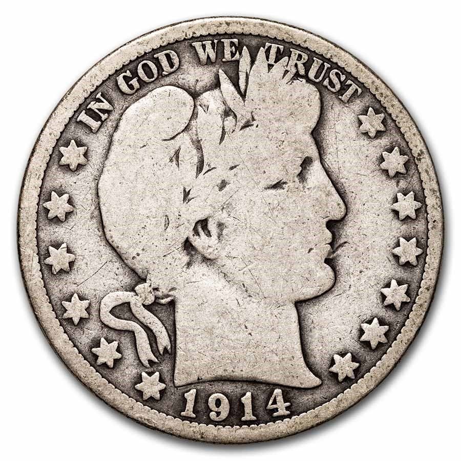 Lot 100: Barber Half Dollar Good Condition 1914