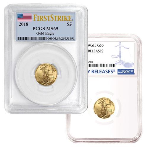 Lot 139: 1/10 oz American Gold Eagle Coin MS69 (Random Year, Varied Label, PCGS or NGC)