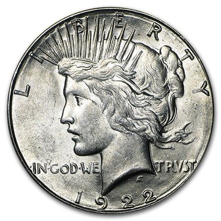 Lot 143: 1922 - S- MS-62+Peace Dollar-Non Graded