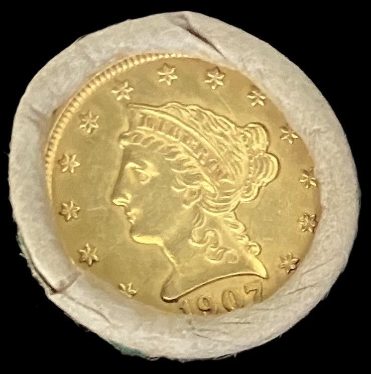 Lot 170: 5 QTY $2.5 Liberty Head Gold Roll BU Stock Photo