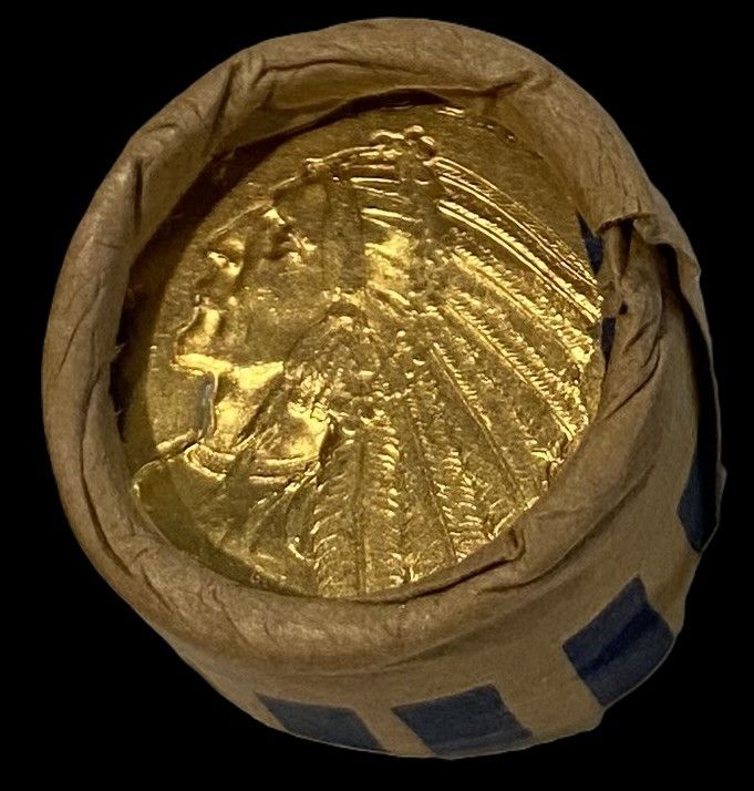 Lot 72: 5 QTY $5 Indian Head Gold Roll BU Stock Photo