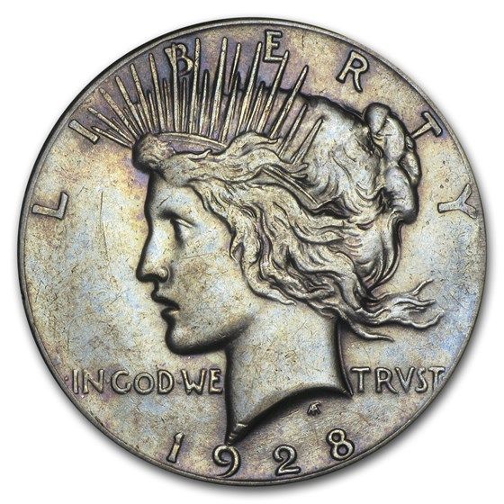 Lot 195: 1928- Peace Dollar Silver Cracked From Roll