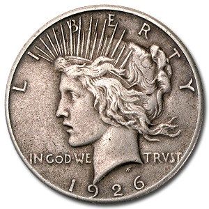 Lot 65: Peace Silver Dollar Extra Fine 1926-S