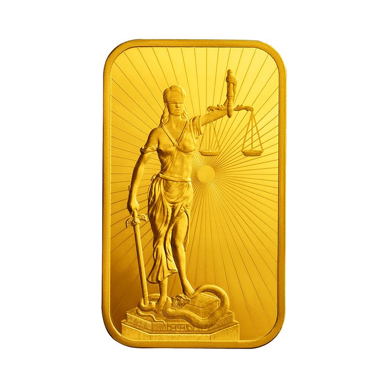 Lot 63: Kinesis 5 Gram Gold Bar - Lady Justice