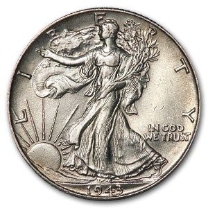 Lot 67: Walking Liberty Half Dollar 1943 AU