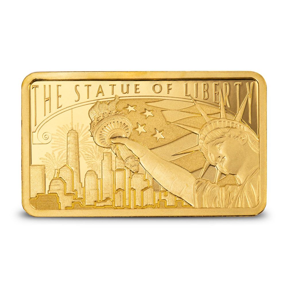 Lot 138: 5 Gram PAMP Suisse America The Free Statue of Liberty Gold Bar (New w/ Assay)