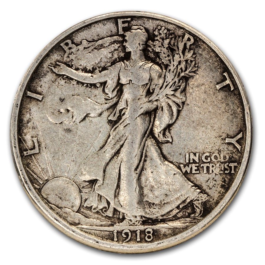 Lot 140: Walking Liberty Half Dollar 1918 Extra Fine