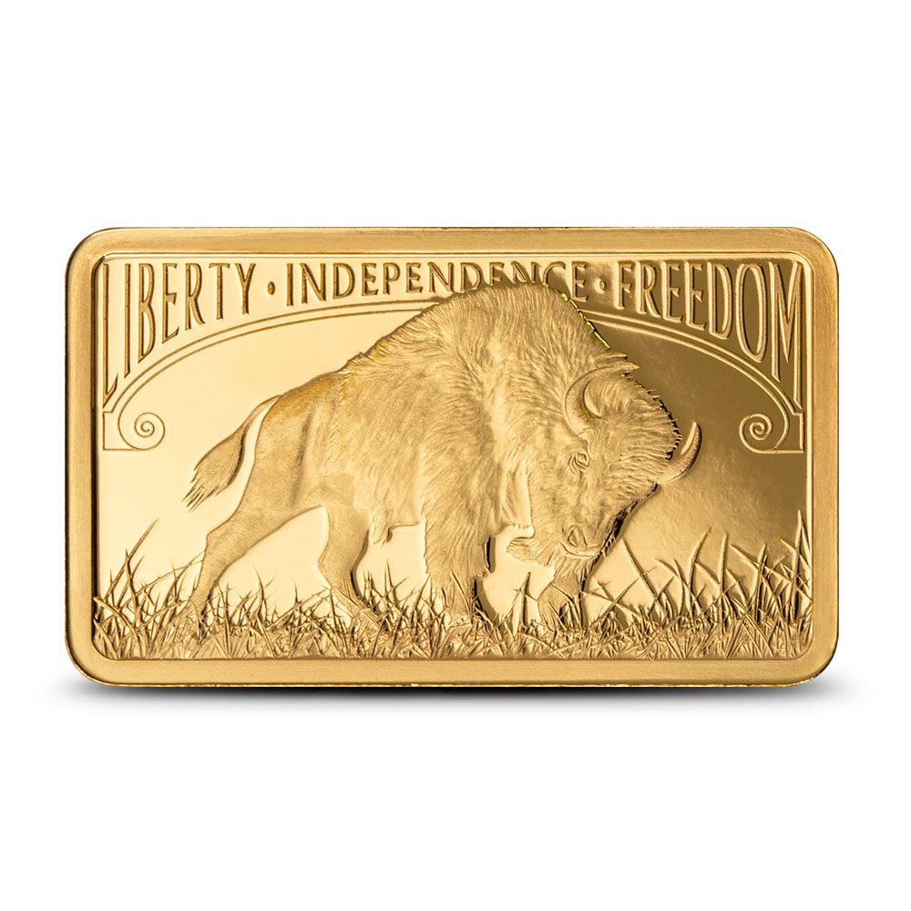 Lot 195: 5 Gram PAMP Suisse America The Free American Buffalo Gold Bar (New w/ Assay)