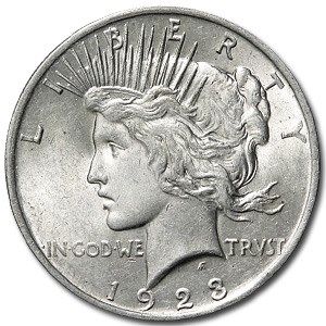 Lot 165: 1923- MS-60+ Peace Dollar-Non Graded