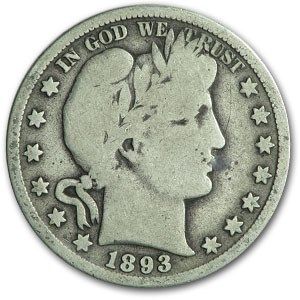 Lot 62: Barber Half Dollar About Good Condition 1893-S