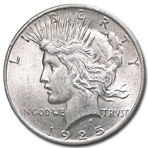 Lot 114: 1925- MS-60+ Peace Dollar-Non Graded