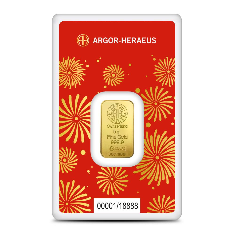 Lot 196: 2025 5 Gram Argor Heraeus Lunar Snake Gold Bar (New w/ Assay)