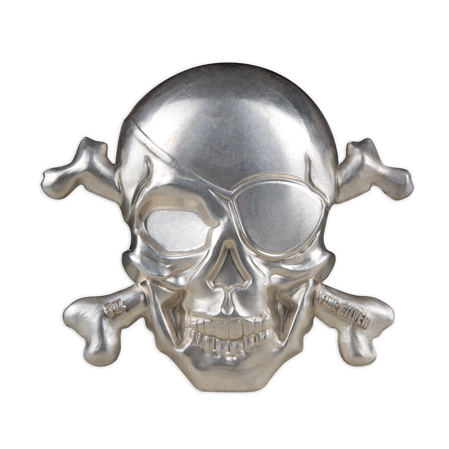 Lot 140: 2022 5 oz Barbados Silver Treasure Island Skull Coin