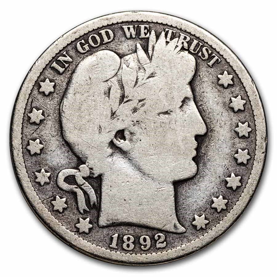 Lot 158: Barber Half Dollar Good Condition 1892-S