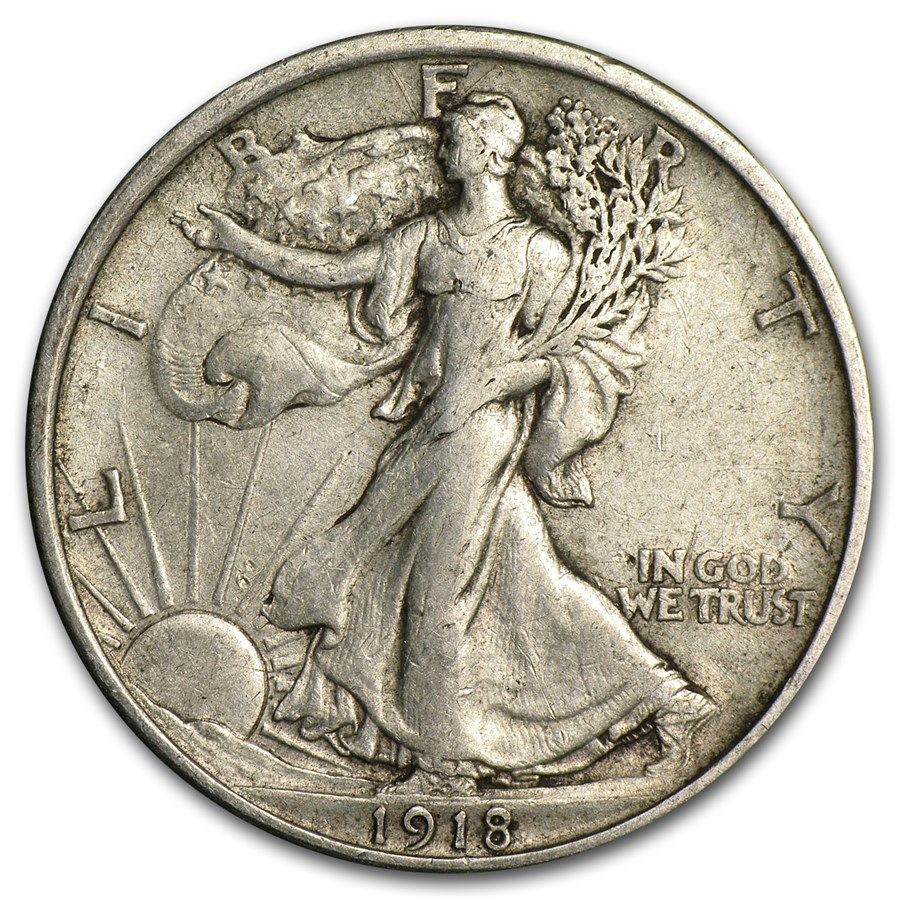 Lot 78: Walking Liberty Half Dollar 1918 Extra Fine