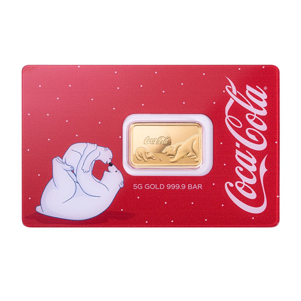 Lot 104: 5 gram Gold Bar - PAMP Coca-Cola Polar Bear