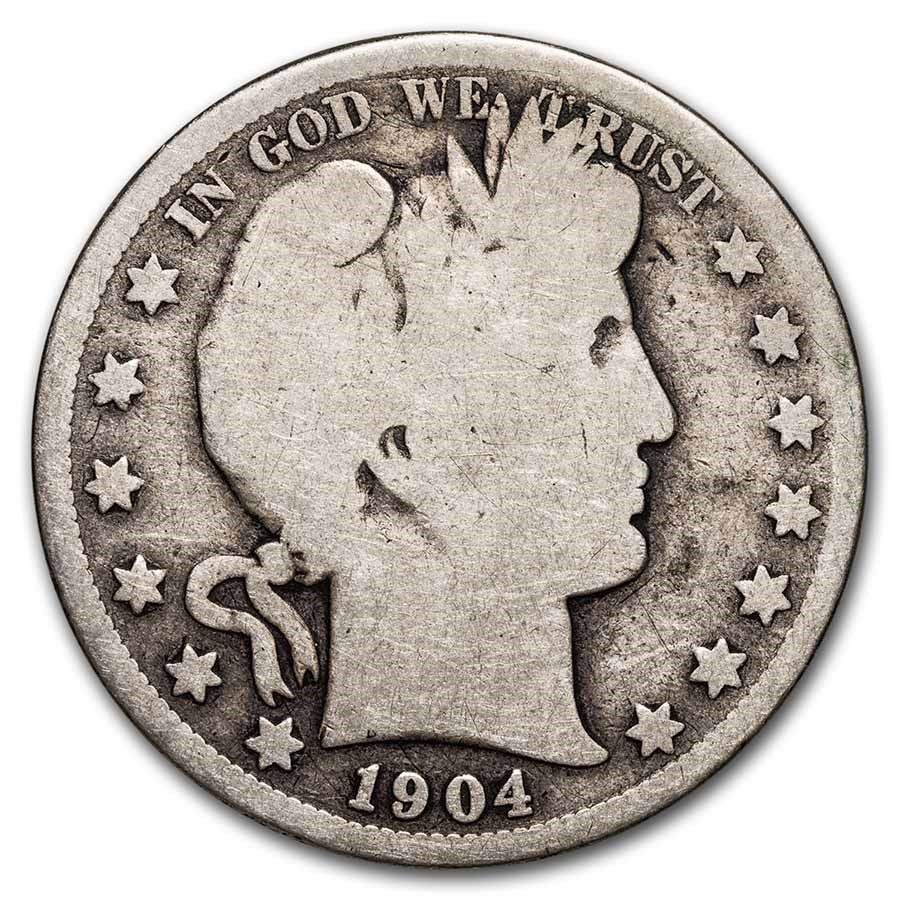 Lot 58: Barber Half Dollar Good Condition 1904-S