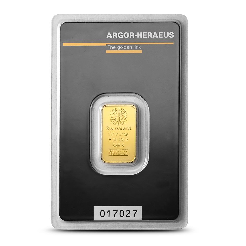 Lot 100: 1/4 oz Argor Heraeus Gold Bar (New in Assay)